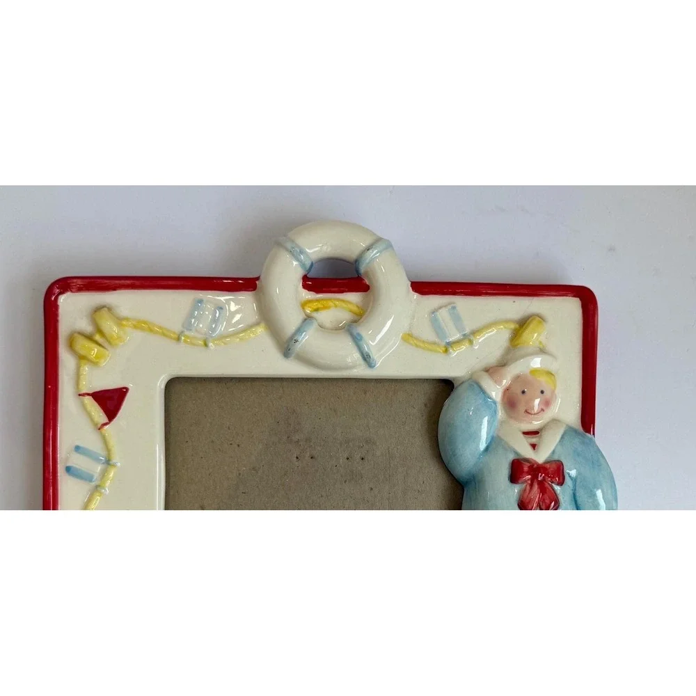 Vintage Sailor Boy Ceramic Nautical Picture Frame By Alecia Keen 1991 Nursery 90